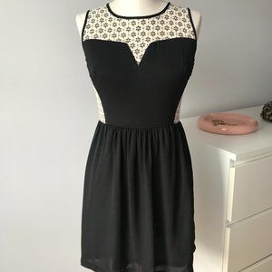 Black and Off-White Embroidered Mini Dress